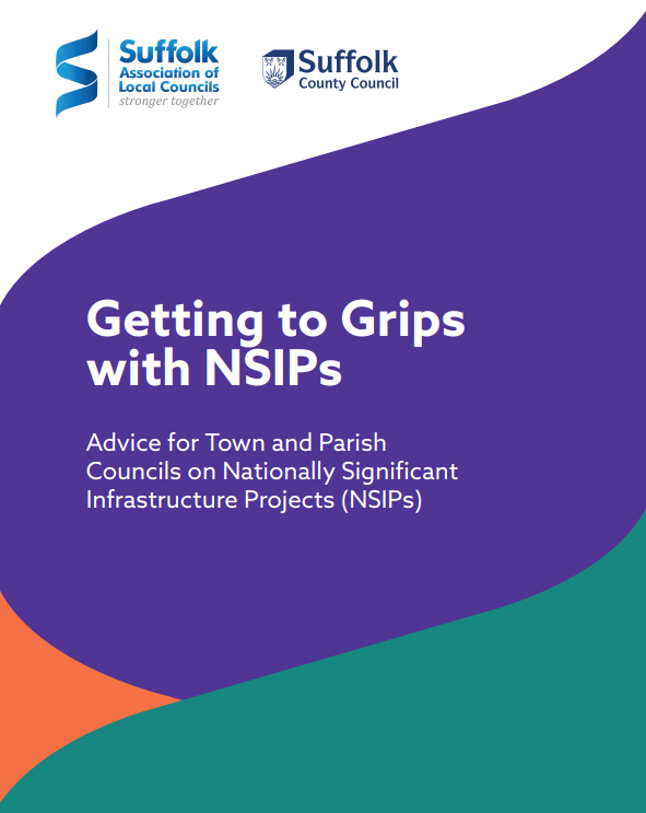 A document cover titled "Getting to Grips with NSIPs," providing advice for councils on Nationally Significant Infrastructure Projects.